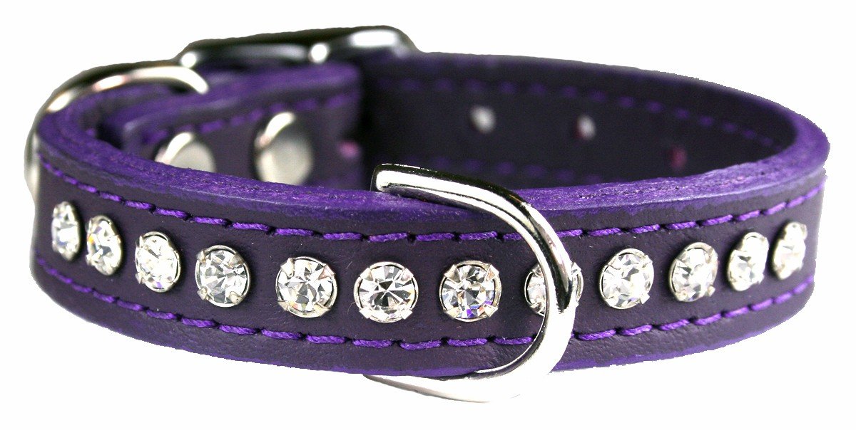 OmniPet Signature Leather Crystal Collar, detalle de cristales, lujo resistente para paseos diarios.