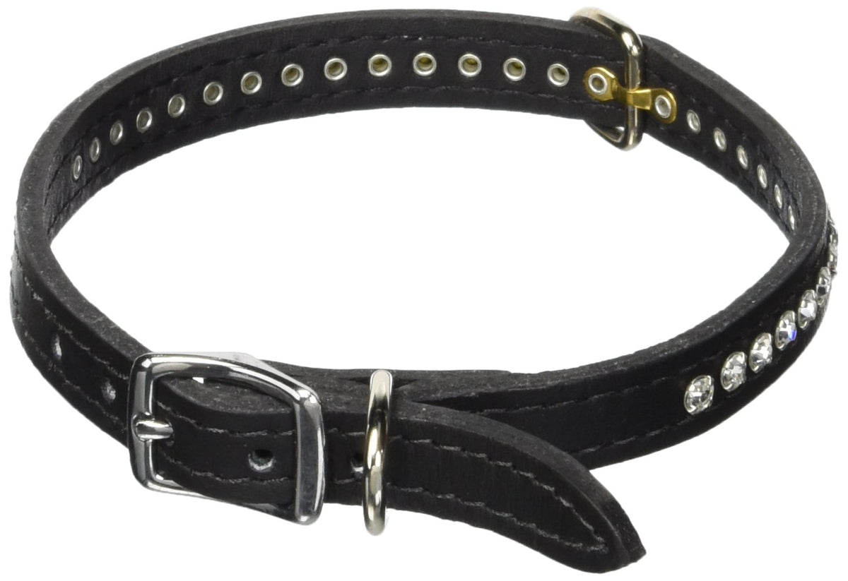 OmniPet Signature: collar de cuero con cristales para paseos elegantes y confort diario.