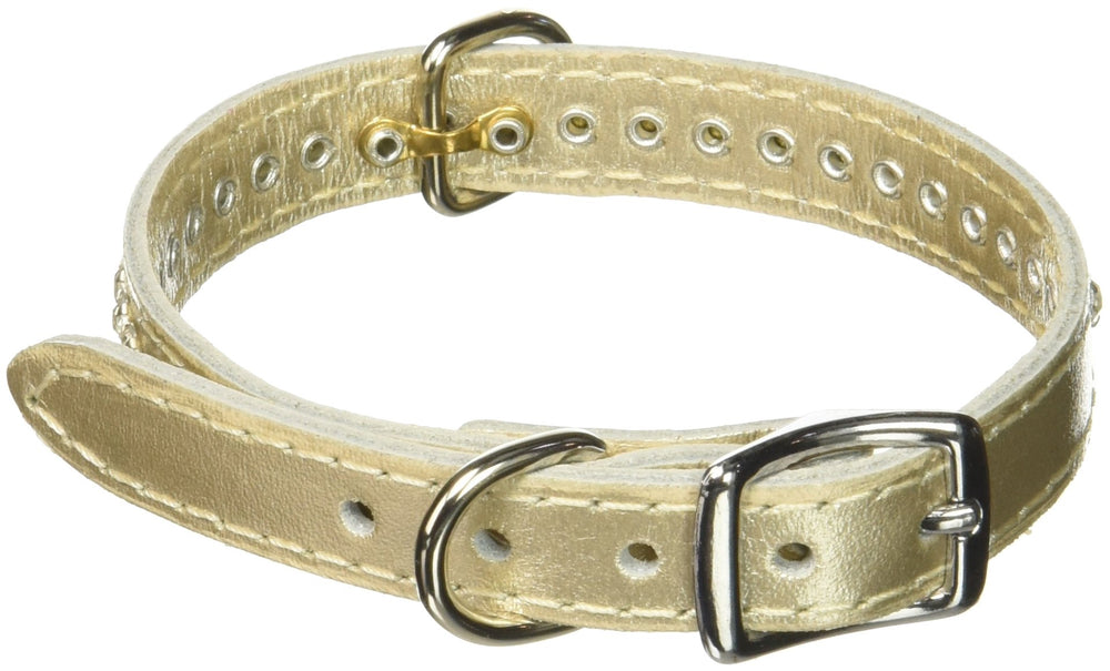 Collar OmniPet Signature con cristales y costura doble, cuero duradero.