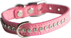 Collar OmniPet Signature Leather Crystal en rosa cocodrilo, cómodo y duradero para paseos elegantes.