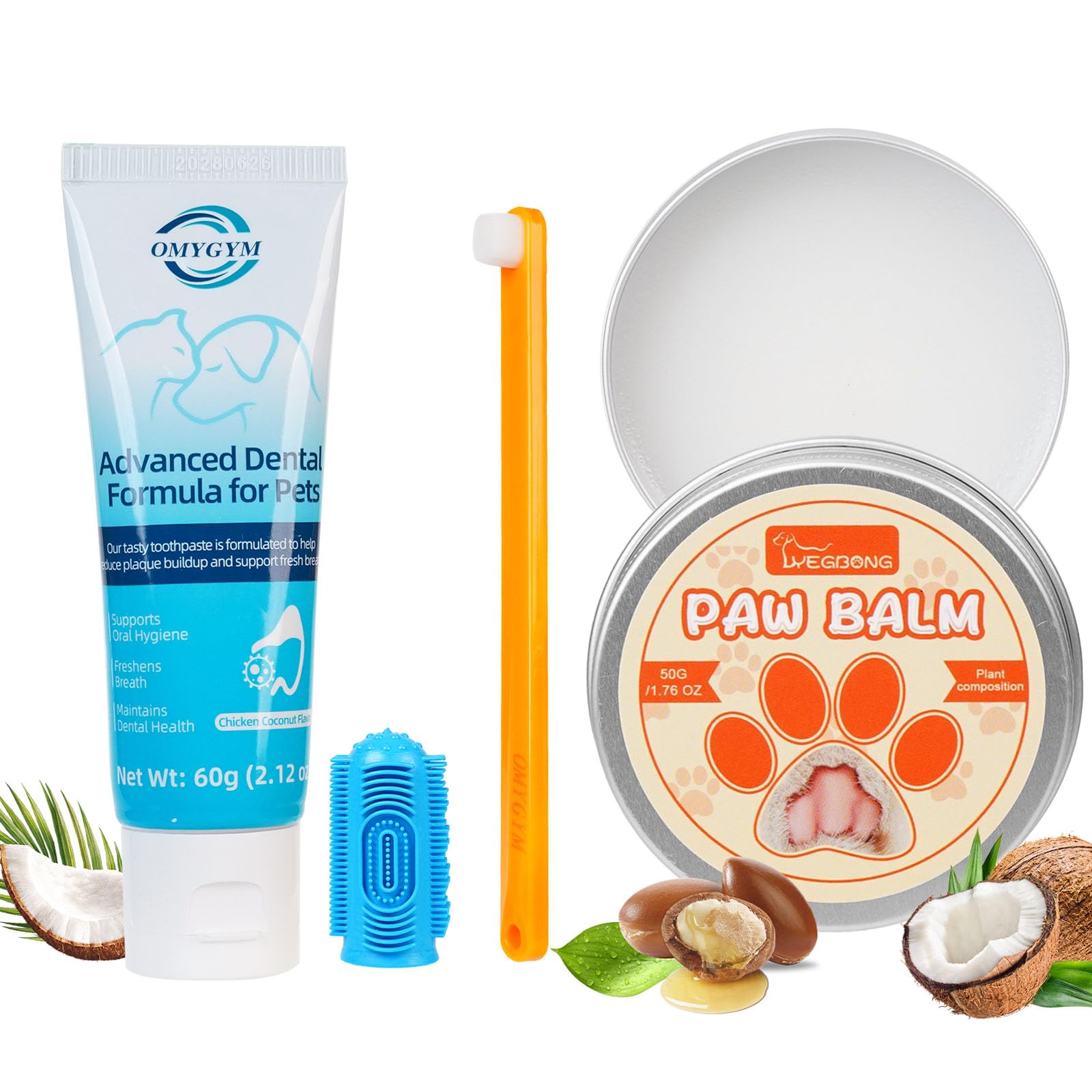 Pasta dental para perros y gatos OMYGYM con sabor coco-pollo para limpieza diaria