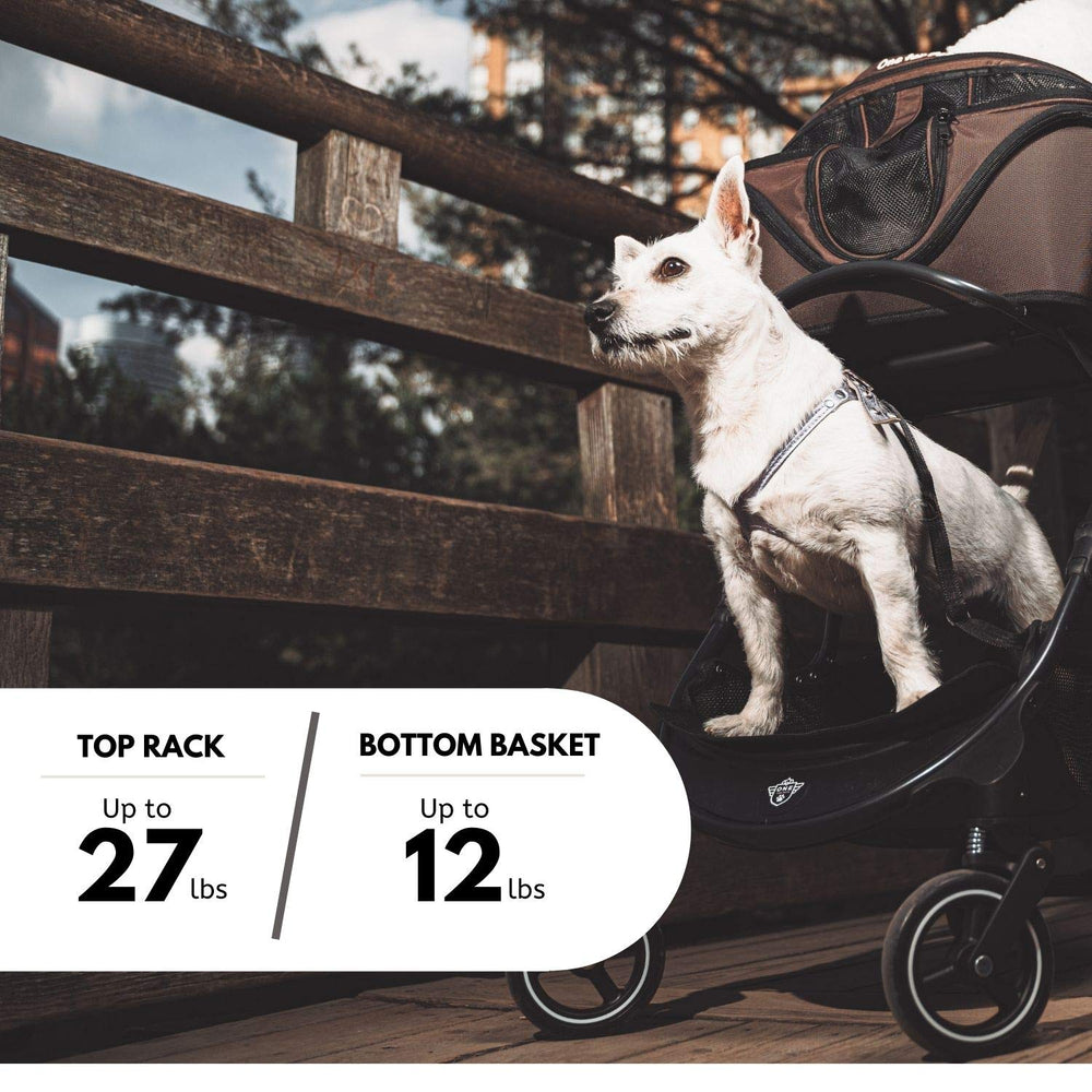 One for Pets diseño compacto con almacenamiento y espacio para accesorios.