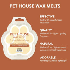 One Fur All Pet House Wax Melts vainilla y sándalo en quemador para casa.