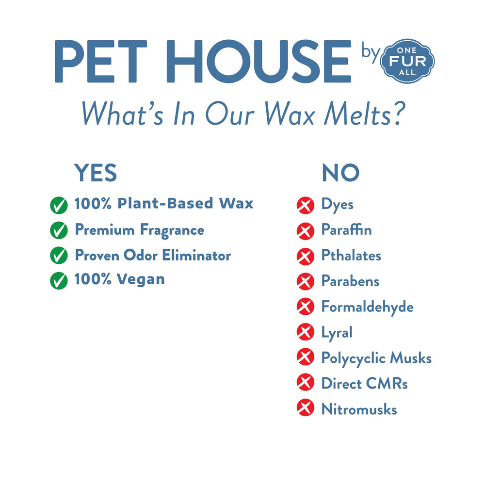 One Fur All Pet House Wax Melts vainilla y sándalo, sin colorantes.