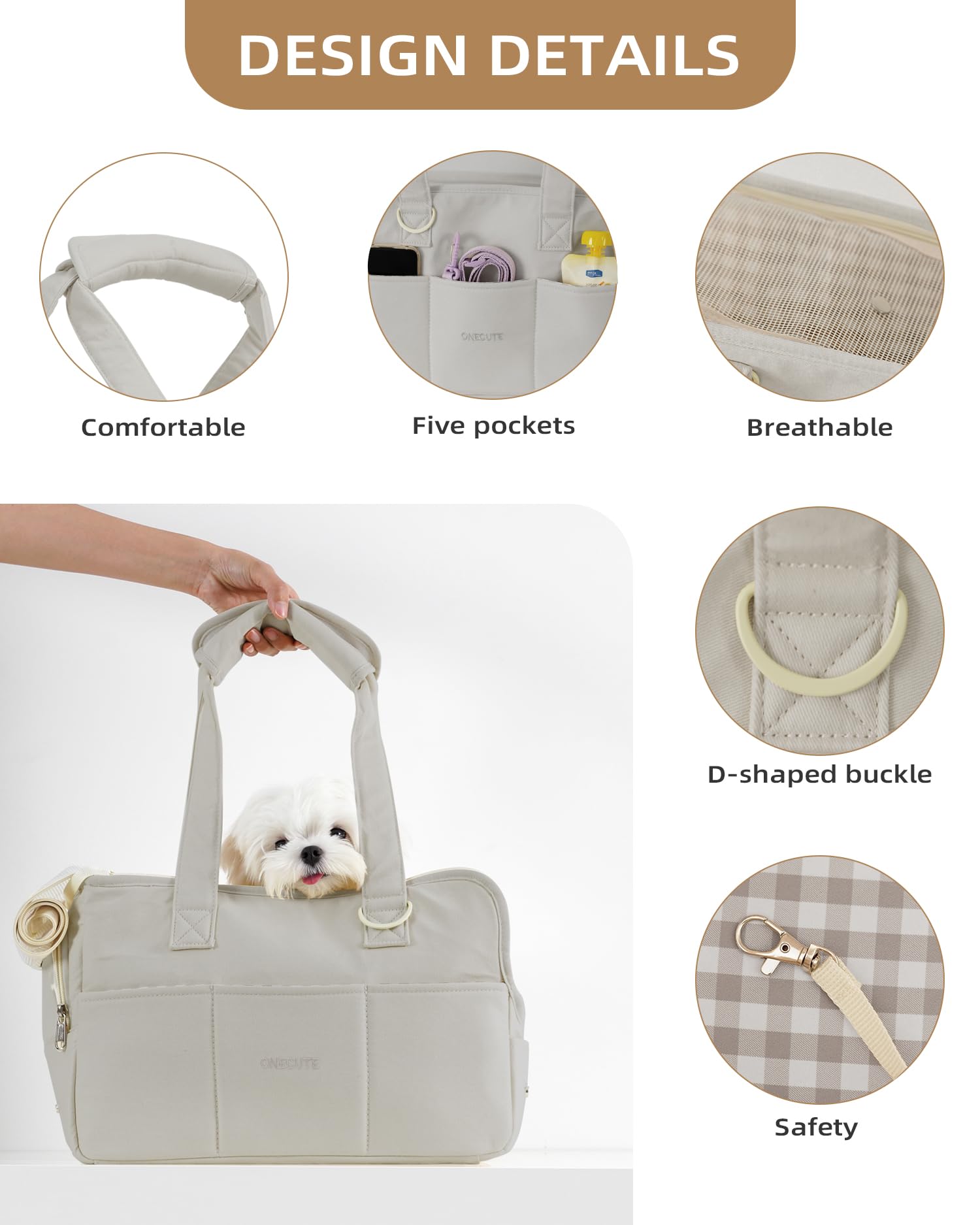 ONECUTE transportin con materiales algodón de alta calidad y comodidad