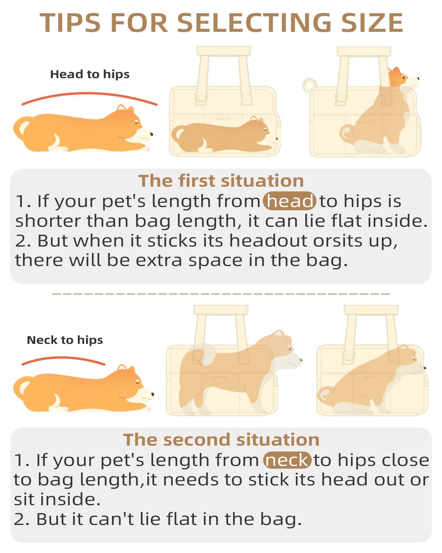 ONECUTE transportin con fondo rigido, soporte estable para la mascota