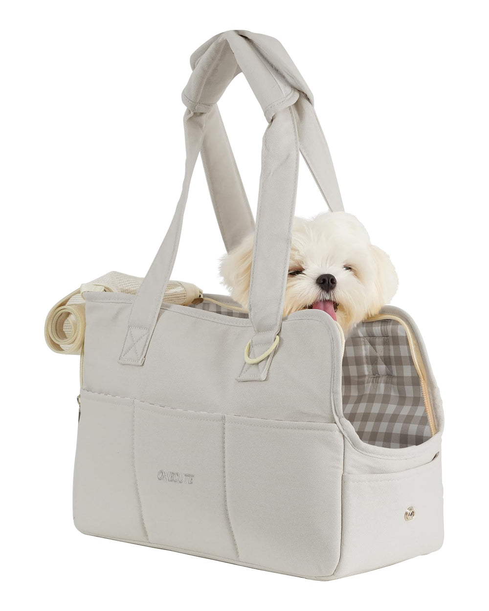 ONECUTE transportin para perro pequeno con bolsillos grandes, ideal para guardar accesorios durante el viaje