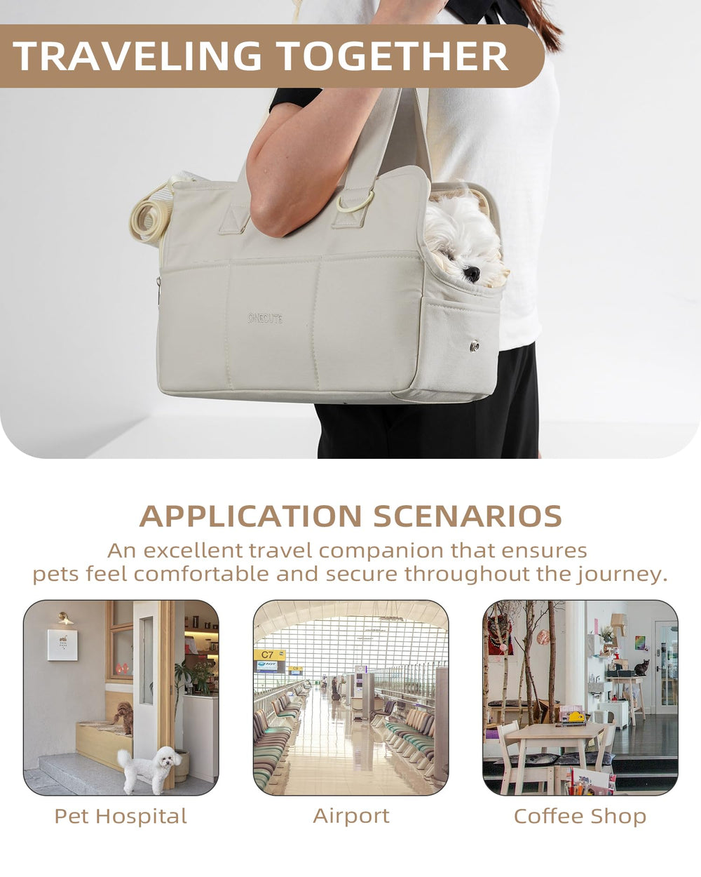 ONECUTE transportin uso multiproposito para viajes y visitas al veterinario