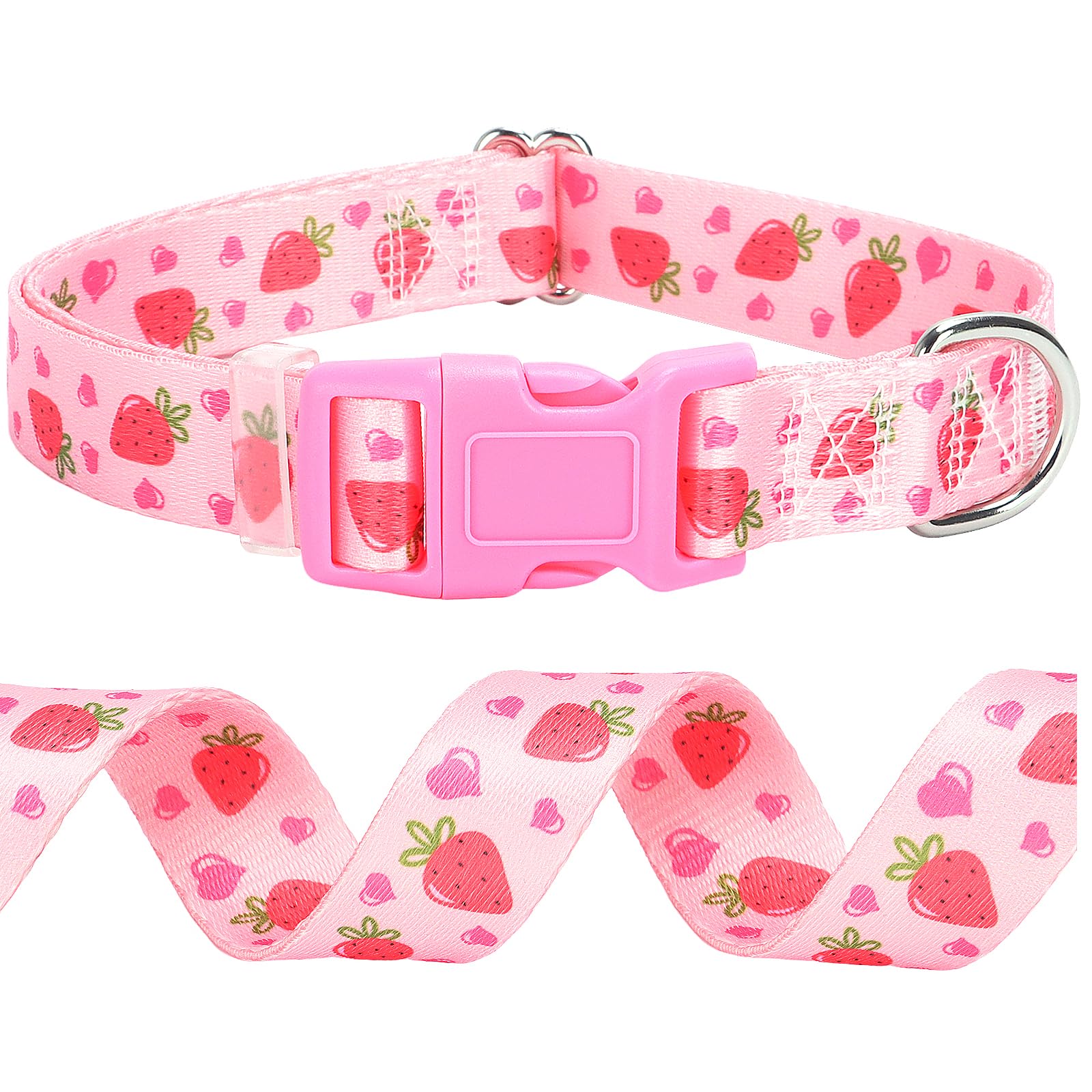 ONEFOJOJO collar perro diseño rosa fresa, cómodo para paseos diarios