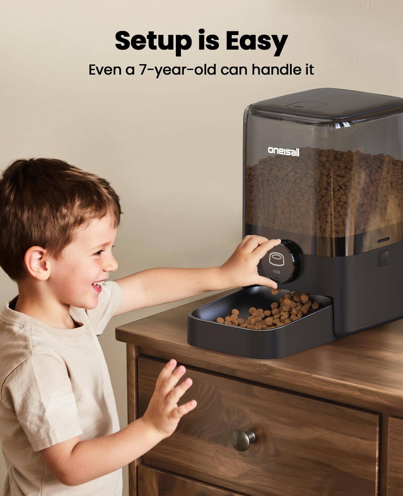 oneisall alimentador automatico para gatos, capacidad 20 tazas para alimentación diaria