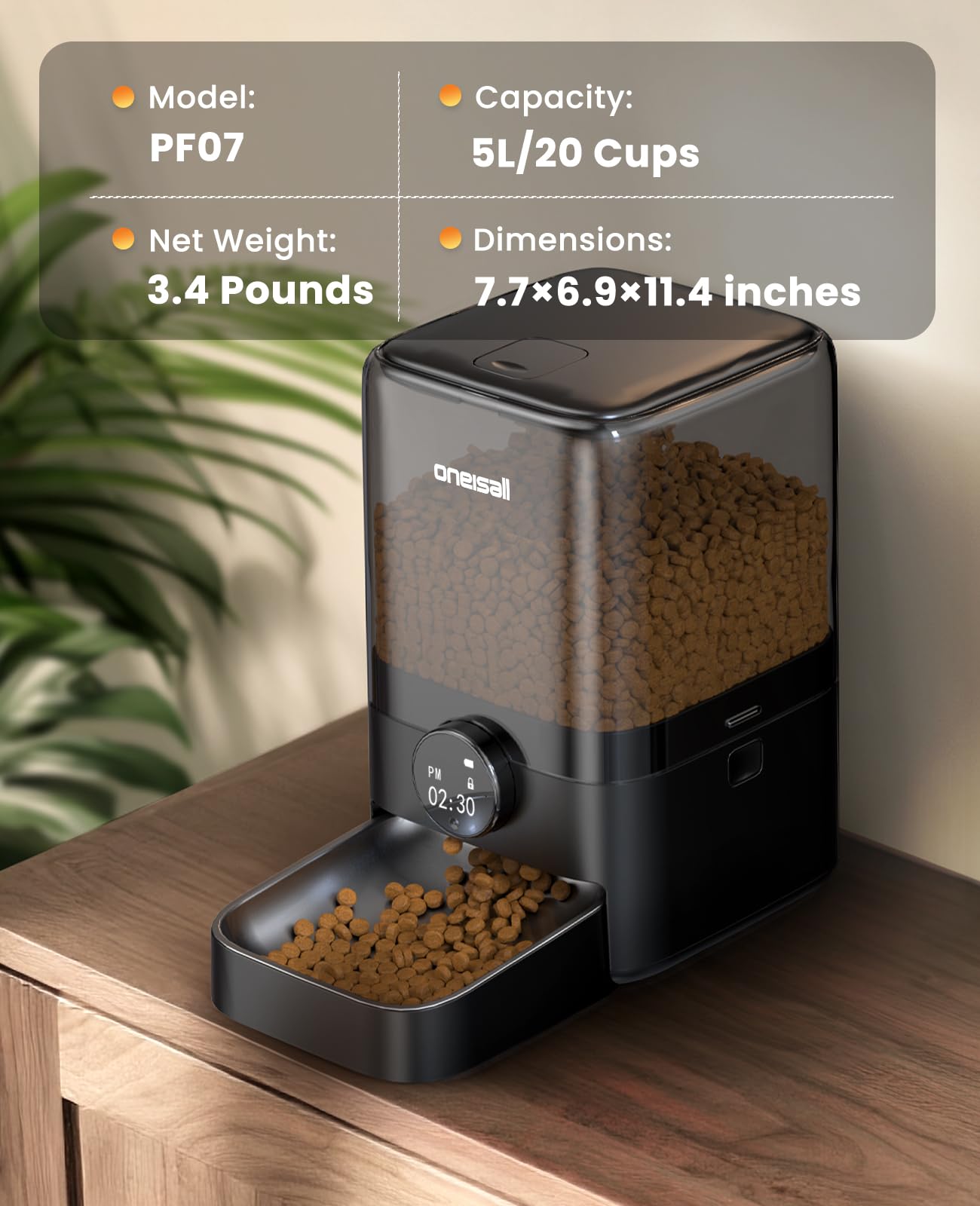 oneisall alimentador automatico para gatos, crujido y frescura en cada comida