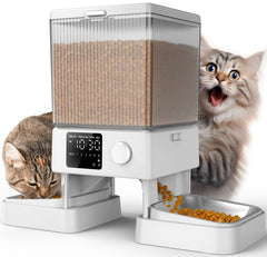 Oneisall alimentador automático para gatos, vista frontal, facilita la alimentación diaria.