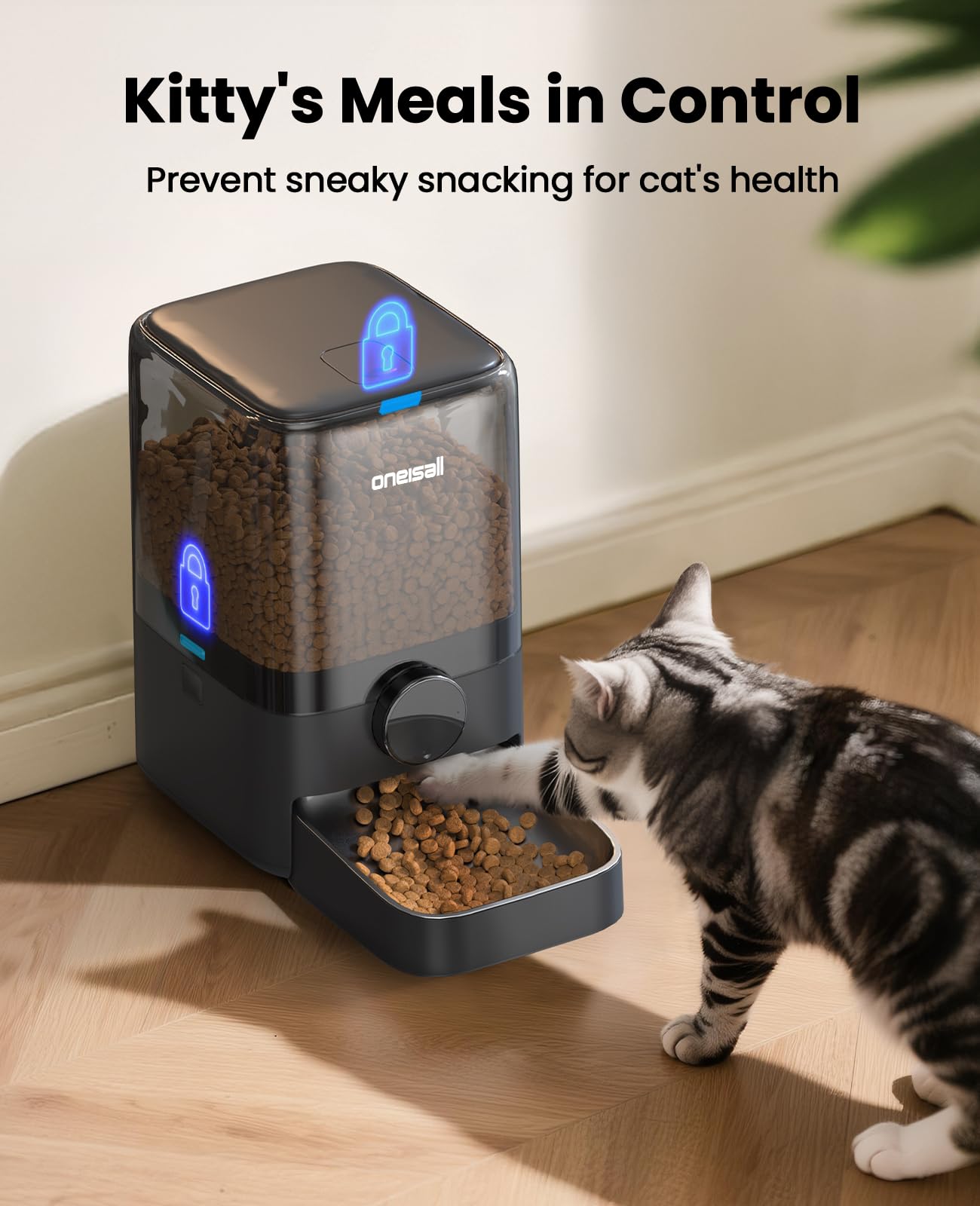 oneisall alimentador automatico para gatos, sellado multicapa y desecantes para comida fresca