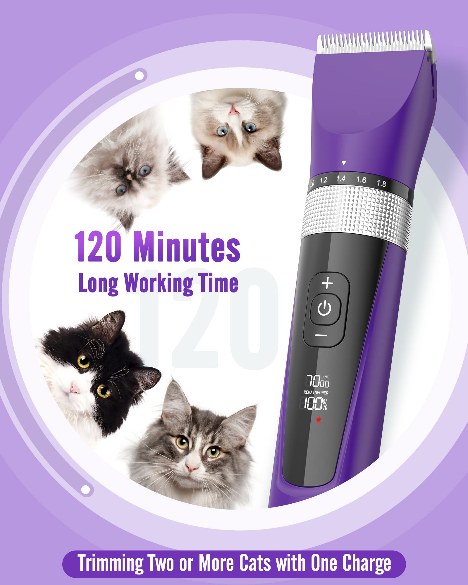 oneisall cortapelos para gatos, pantalla de cristal líquido para controlar el tiempo de uso