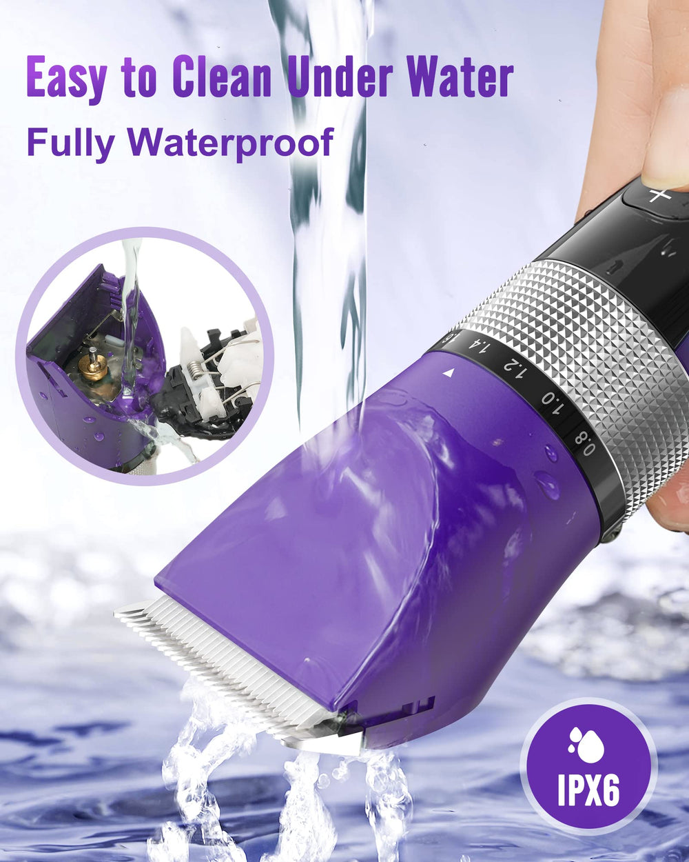 oneisall cortapelos para gatos, resistente al agua IPX6 para limpieza rápida