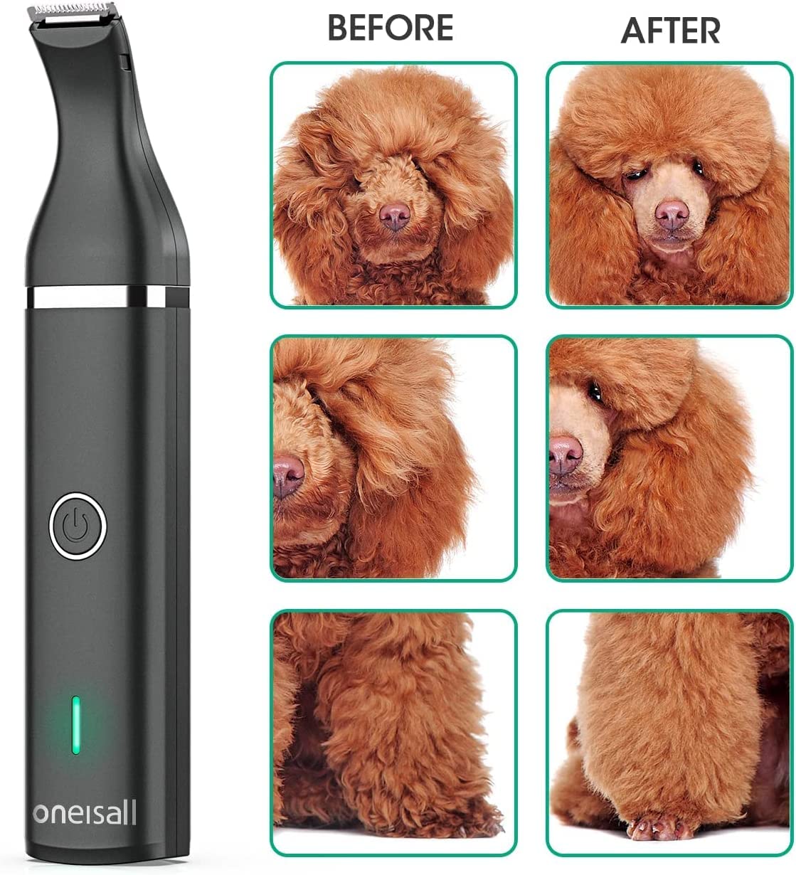 oneisall cortapelos para perros, bajo ruido para menor estrés.