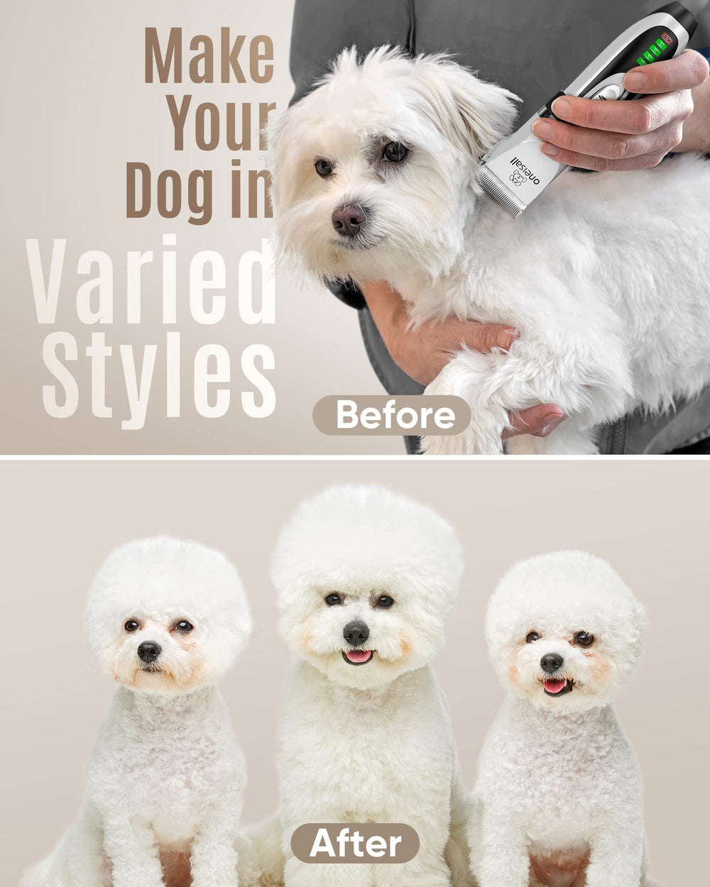 Oneisall kit completo incluye guías, cepillo y tijeras para grooming en casa