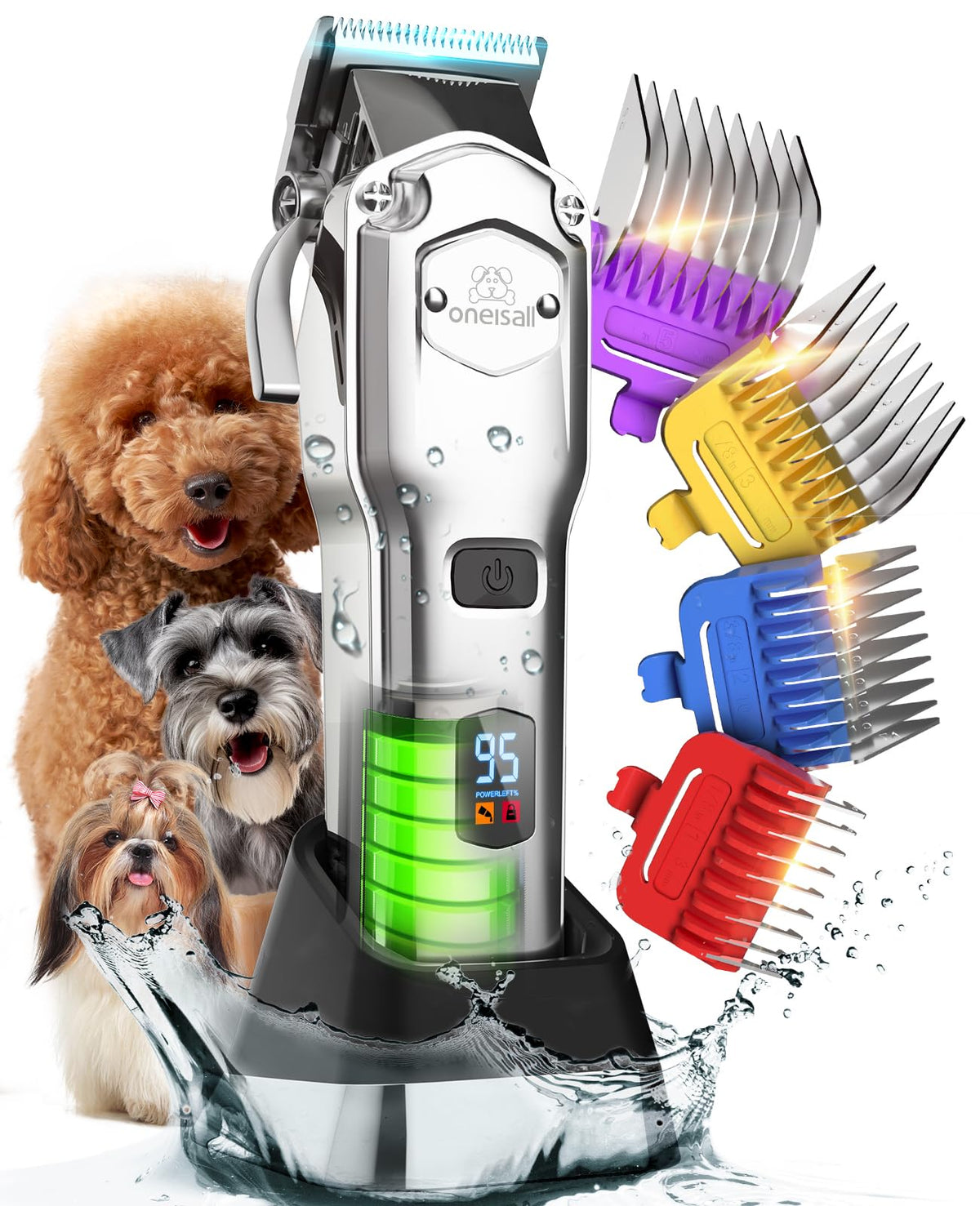 Oneisall cortapelos profesional inalámbrico detalle de manejo para grooming cómodo