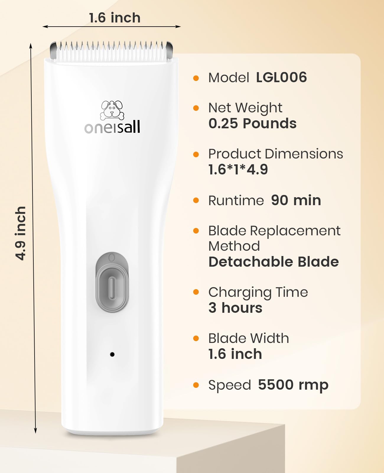 Oneisall precisión profesional, ideal para veterinarios o dueños exigentes.