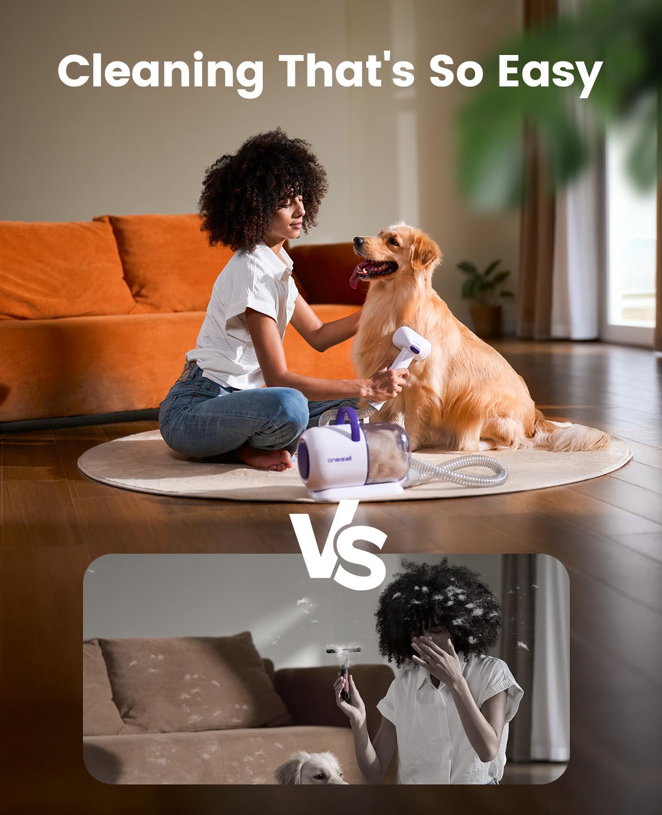 Oneisall diseño silencioso facilita grooming cómodo para perros y gatos.