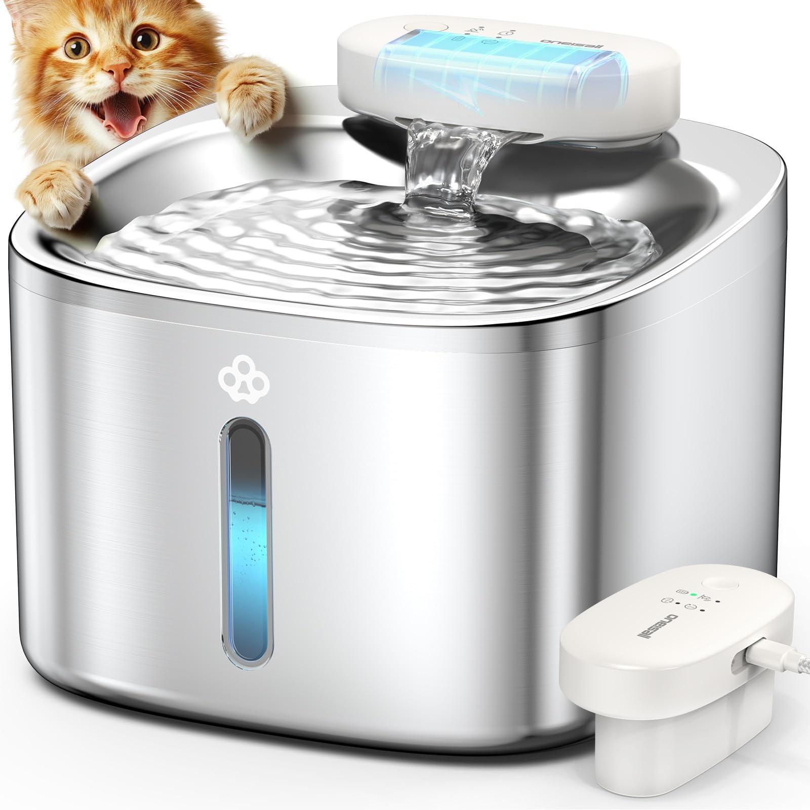 oneisall fuente gatos inalambrica 3-5l con flujo continuo para hidratación conveniente