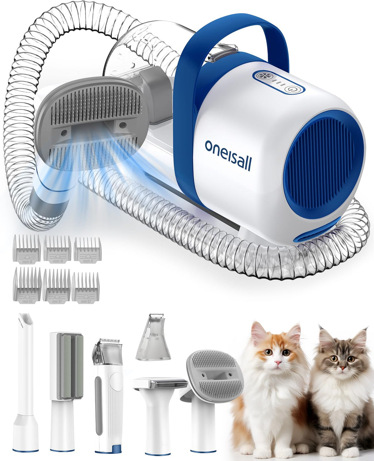 Oneisall gato-cepillador-aspirador-silencioso: aseo cómodo para gatos sin estrés.