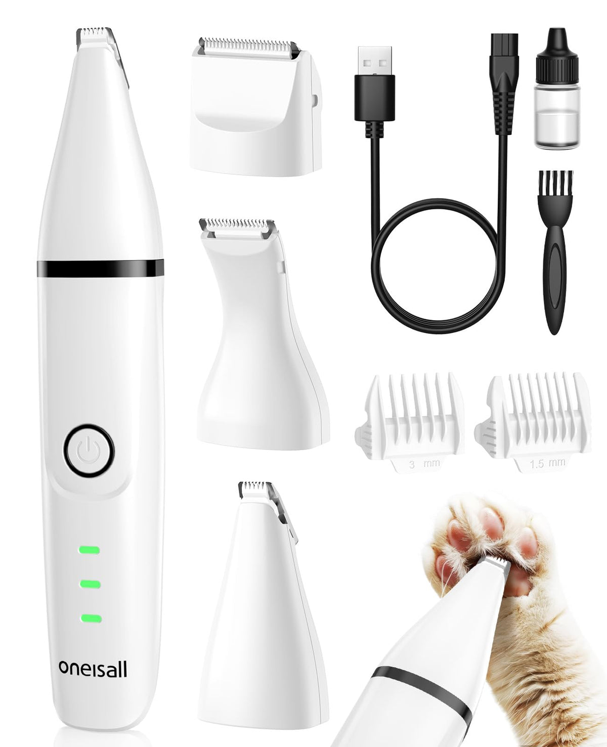 Oneisall kit de cuidado para gatos 3en1 silencioso para uso diario