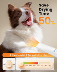 Oneisall secador para perros con 7 temperaturas para un pelaje suave y con volumen