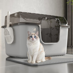 Oneluck caja de litter grande con tapa transparente para observar al gato