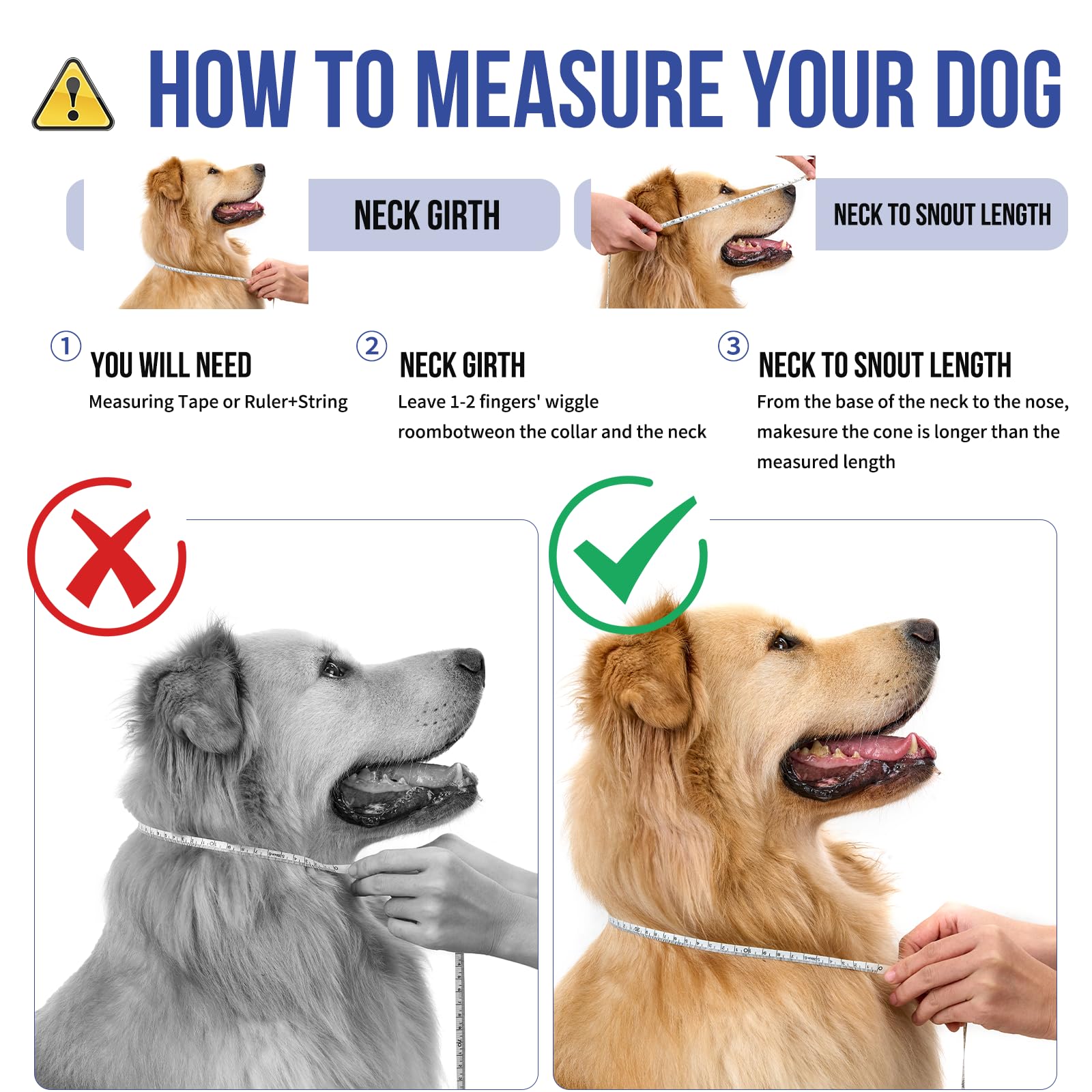 OneTigris ajuste seguro cono perro azul talla M para evitar deslizamientos.