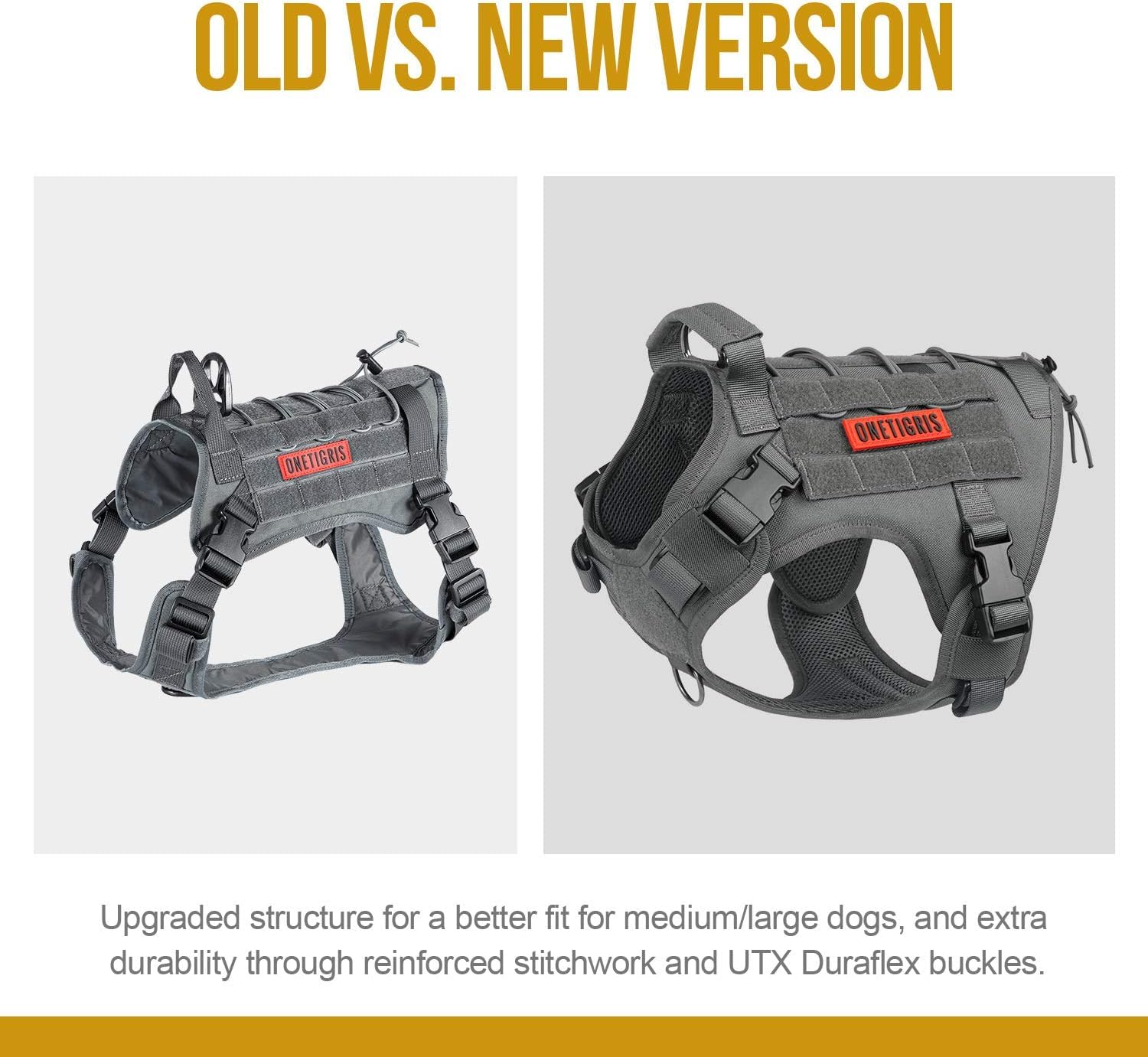 ONETIGRIS sistema MOLLE gris, permite añadir bolsillos y parches para personalizar.