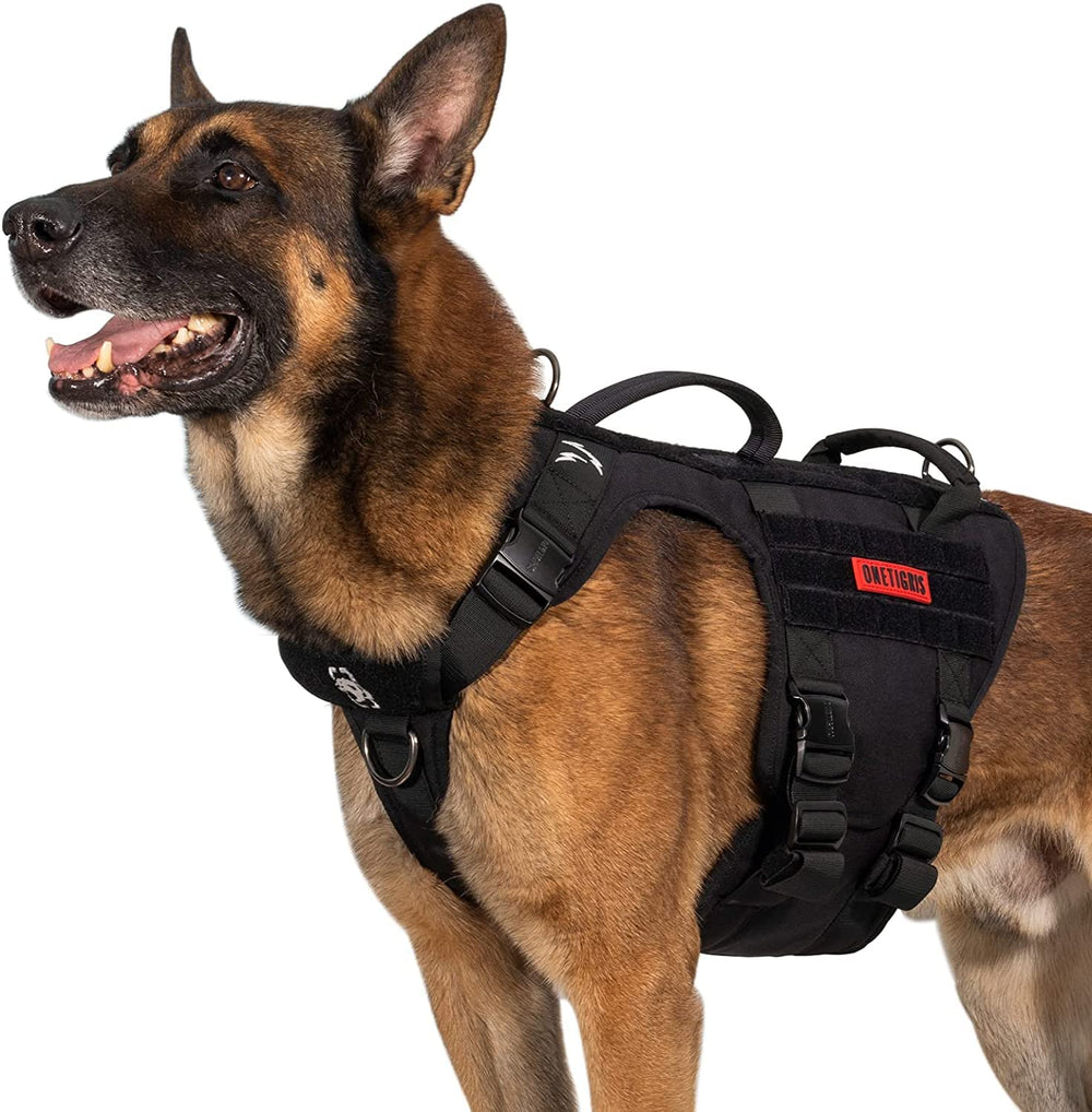 ONETIGRIS arnés táctico para perros con hebillas de metal, seguridad y durabilidad.