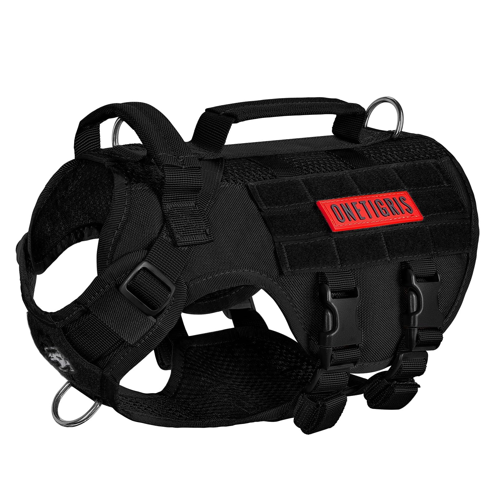 ONETIGRIS arnés táctico para perro pequeño, vista frontal, ideal para paseos cómodos y control suave