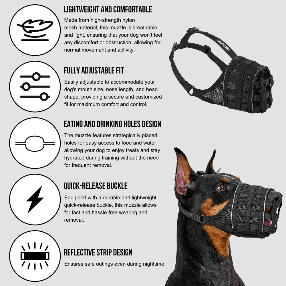 OneTigris bozal perro diseño boca abierta para respiración cómoda.