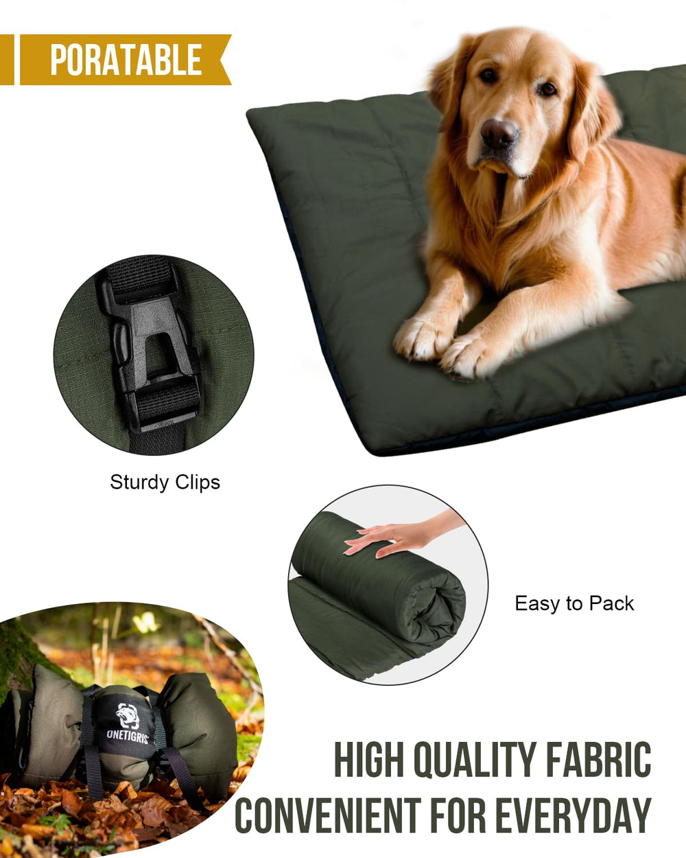 ONETIGRIS cubierta cama perro grande tela robusta, duradera y suave