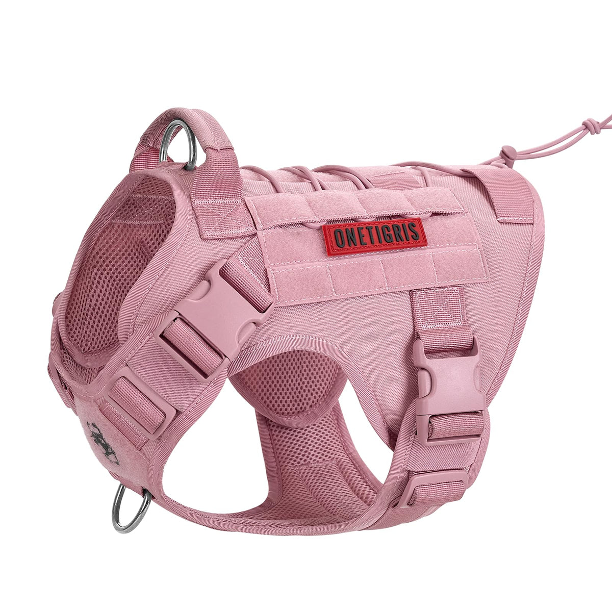 OneTigris arnés táctico rosa para perro, cómodo para paseos diarios.