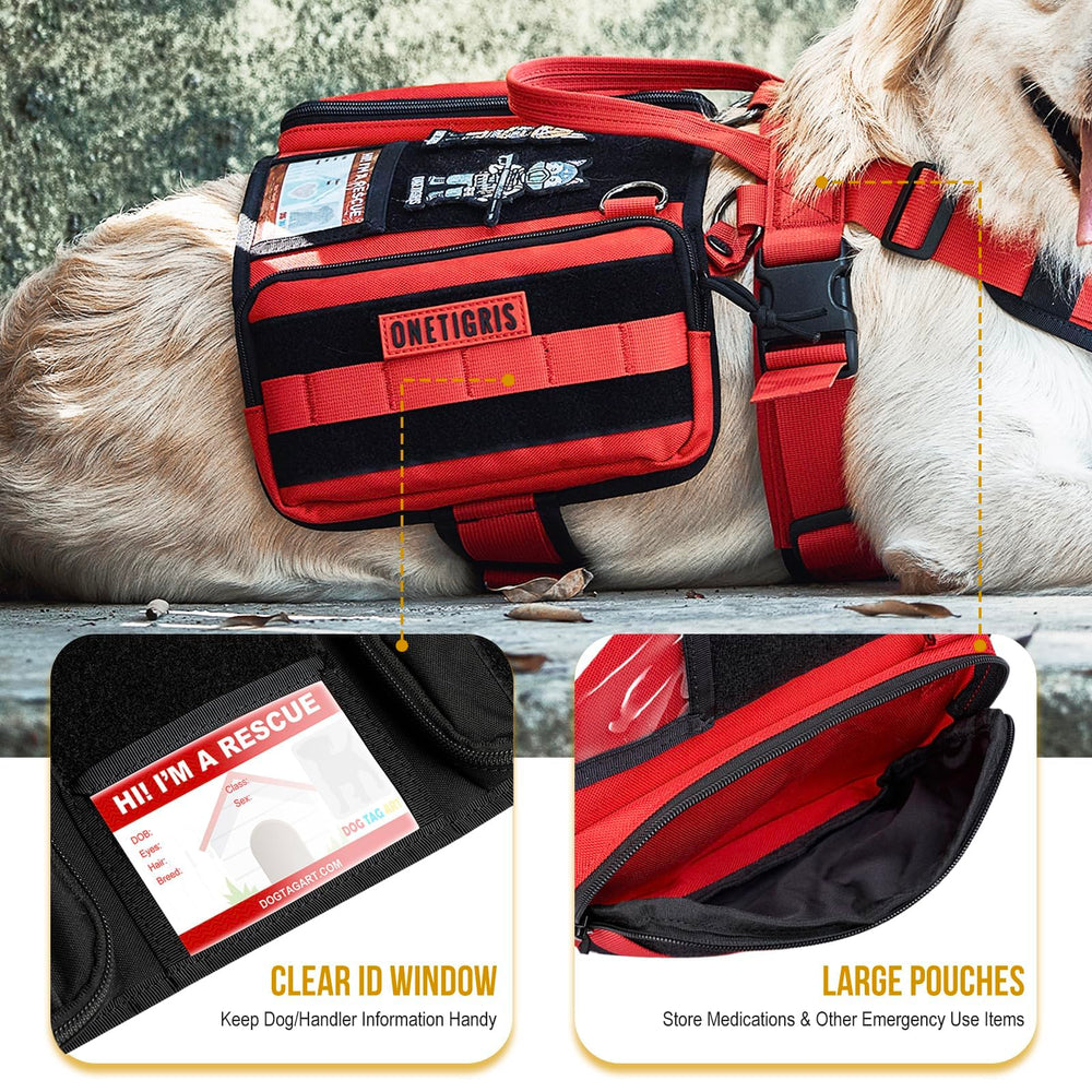 Compatibilidad MOLLE y gancho para accesorios del perro de servicio.
