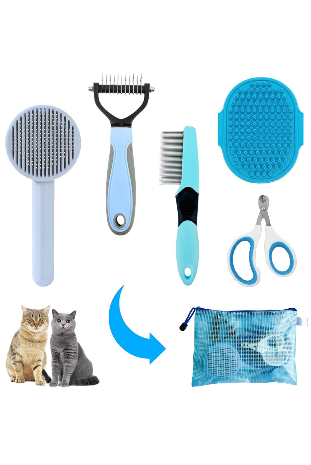 ONEZYE kit grooming para gatos: conjunto completo para el cuidado del pelaje.