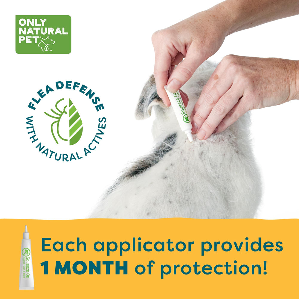 Only Natural Pet EasyDefense: aceites esenciales de menta y tomillo para repeler pulgas.