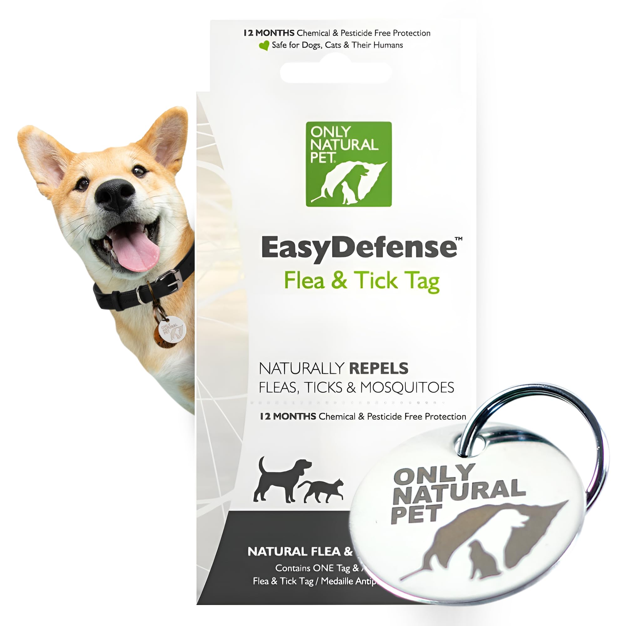 Only Natural Pet EasyDefense etiqueta collar ligera para uso diario y cómodo.