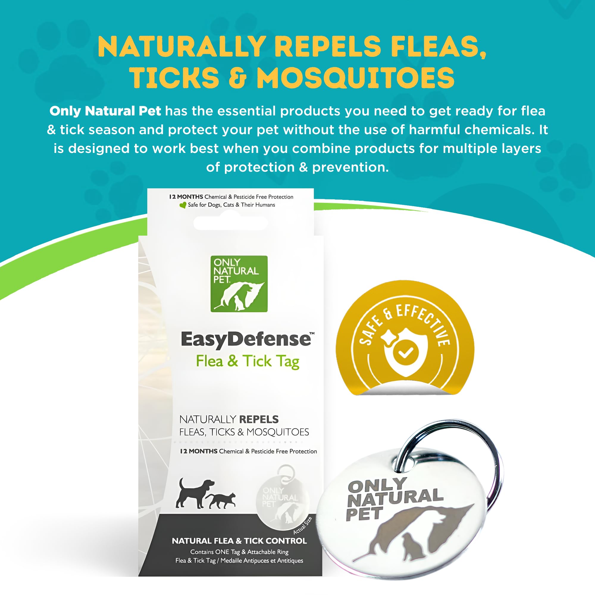 Only Natural Pet EasyDefense etiqueta collar resistente al agua para aventuras al aire libre.