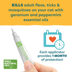 Only Natural Pet EasyDefense, ingredientes naturales como geraniol para cuidado suave.