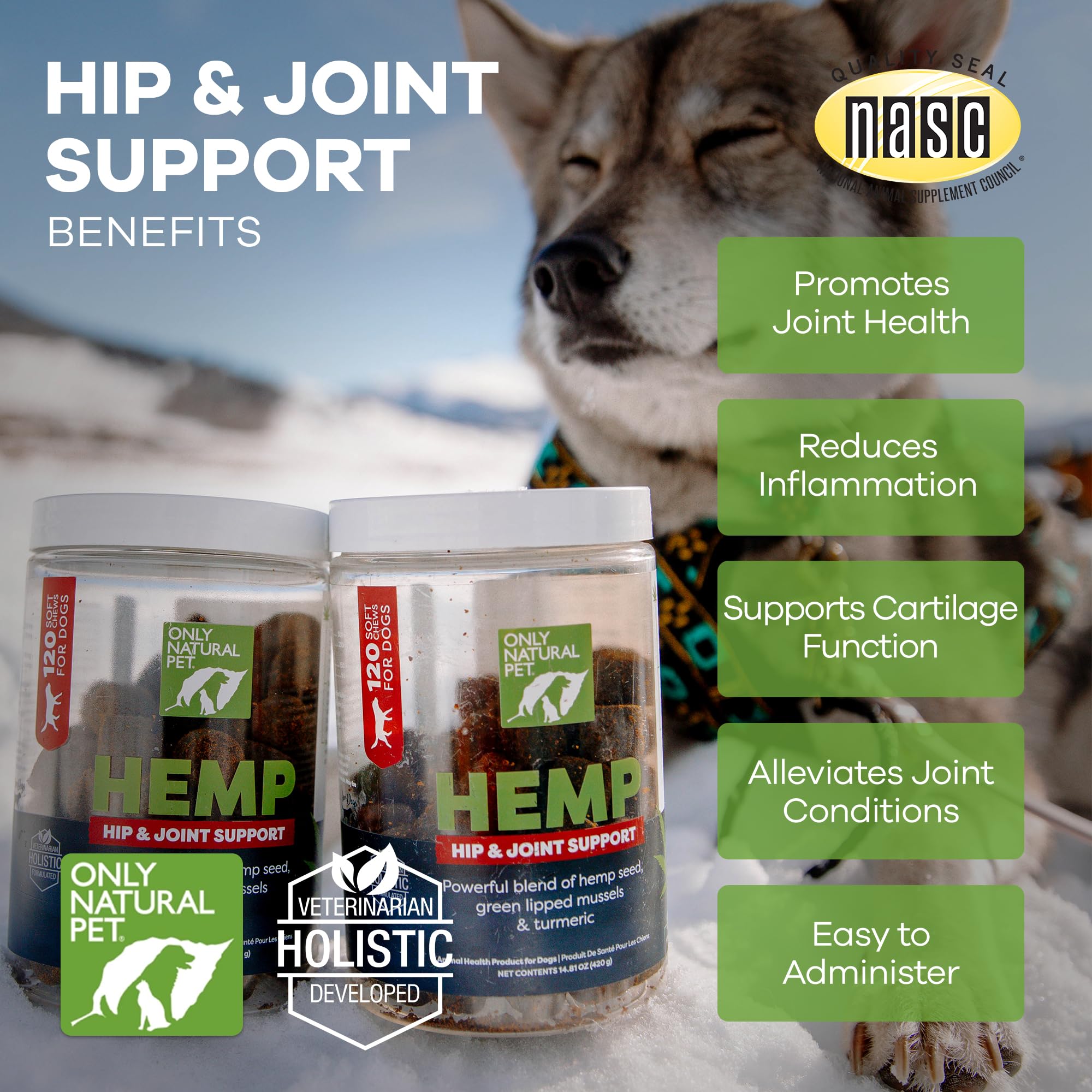 Gomitas masticables de Only Natural Pet para perros activos.