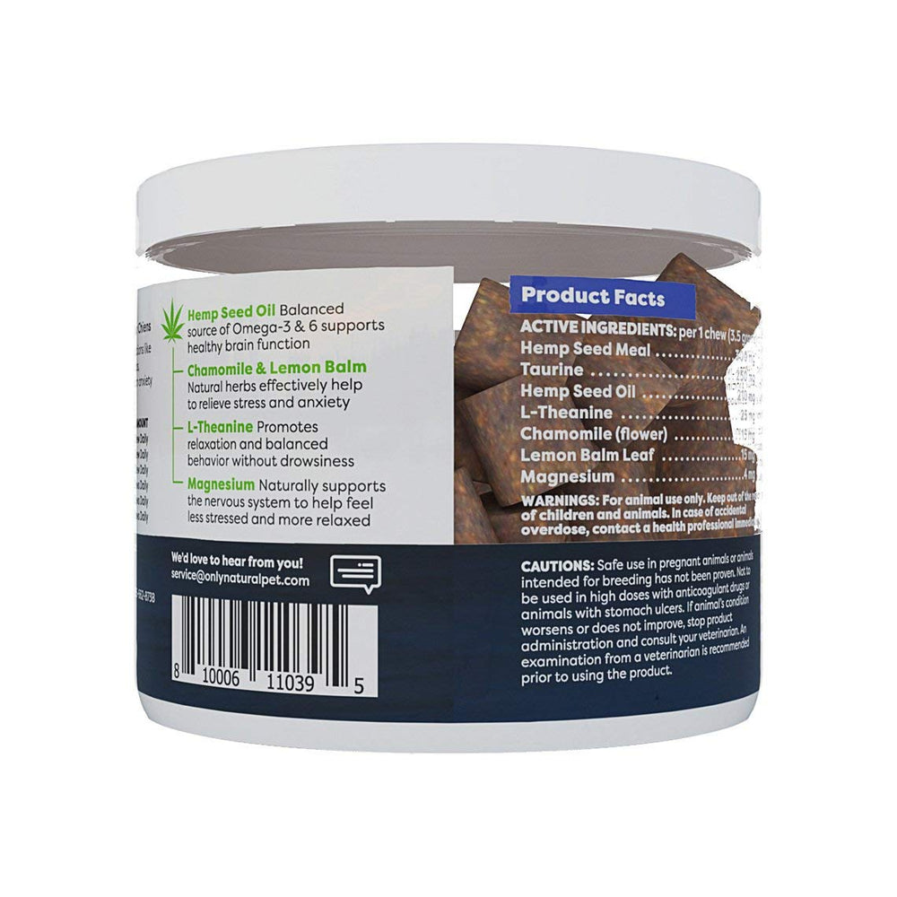 Only Natural Pet masticables con aroma natural para calmar viajes en coche.