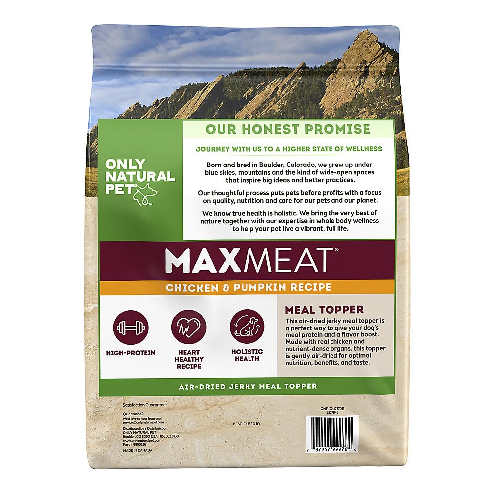 Only Natural Pet MaxMeat: porciones de pollo seco, ideal como comida completa.