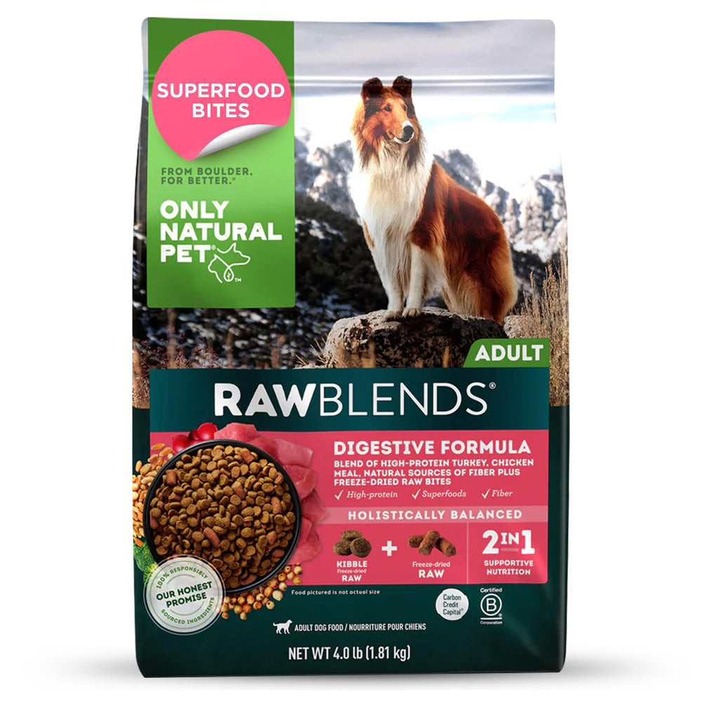 Only Natural Pet Raw Blends: bolsa de 4 libras para perros grandes, fácil de almacenar
