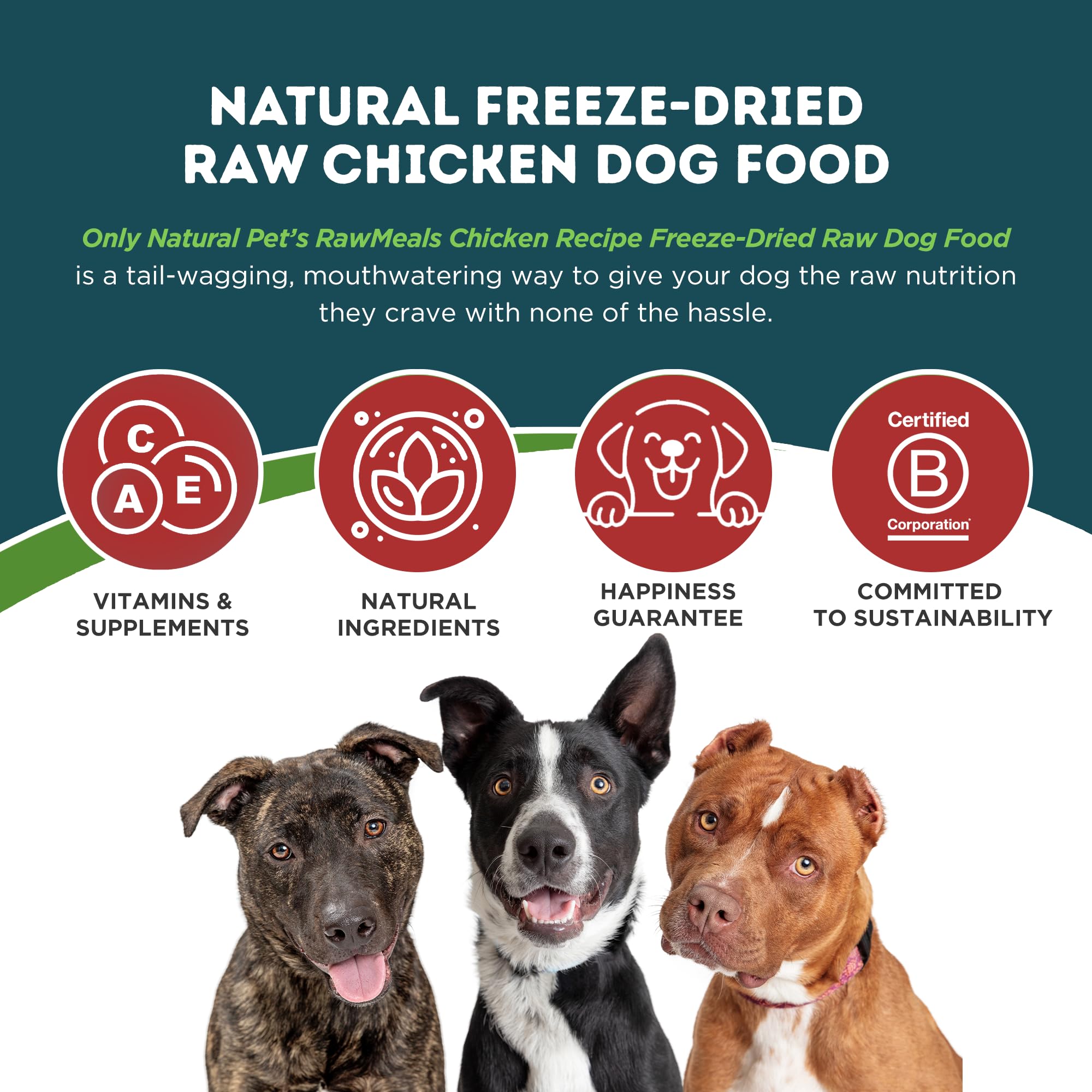 Only Natural Pet RawMeals Receta Pollo: formato fácil de servir sin preparación