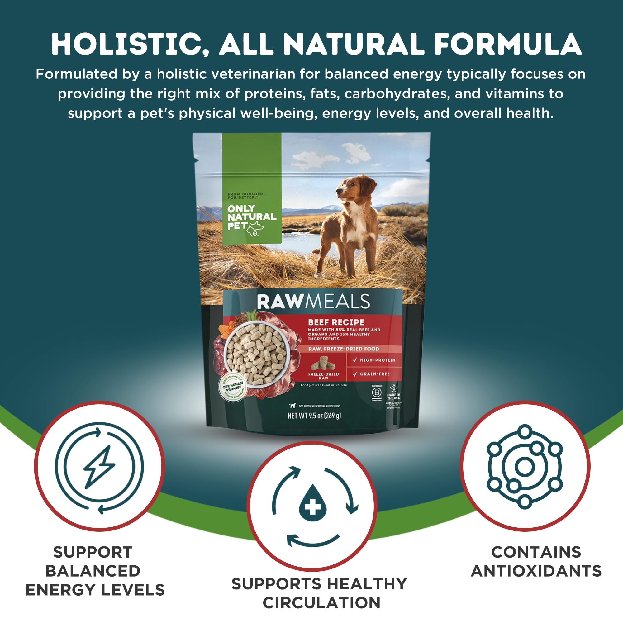 Only Natural Pet RawMeals rehidratando-agua-tibia: mejora la consistencia para comer