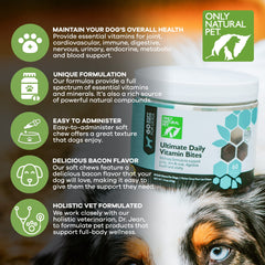Only Natural Pet Ultimate Daily Vitamins, gomitas masticables sabrosas para toma diaria.