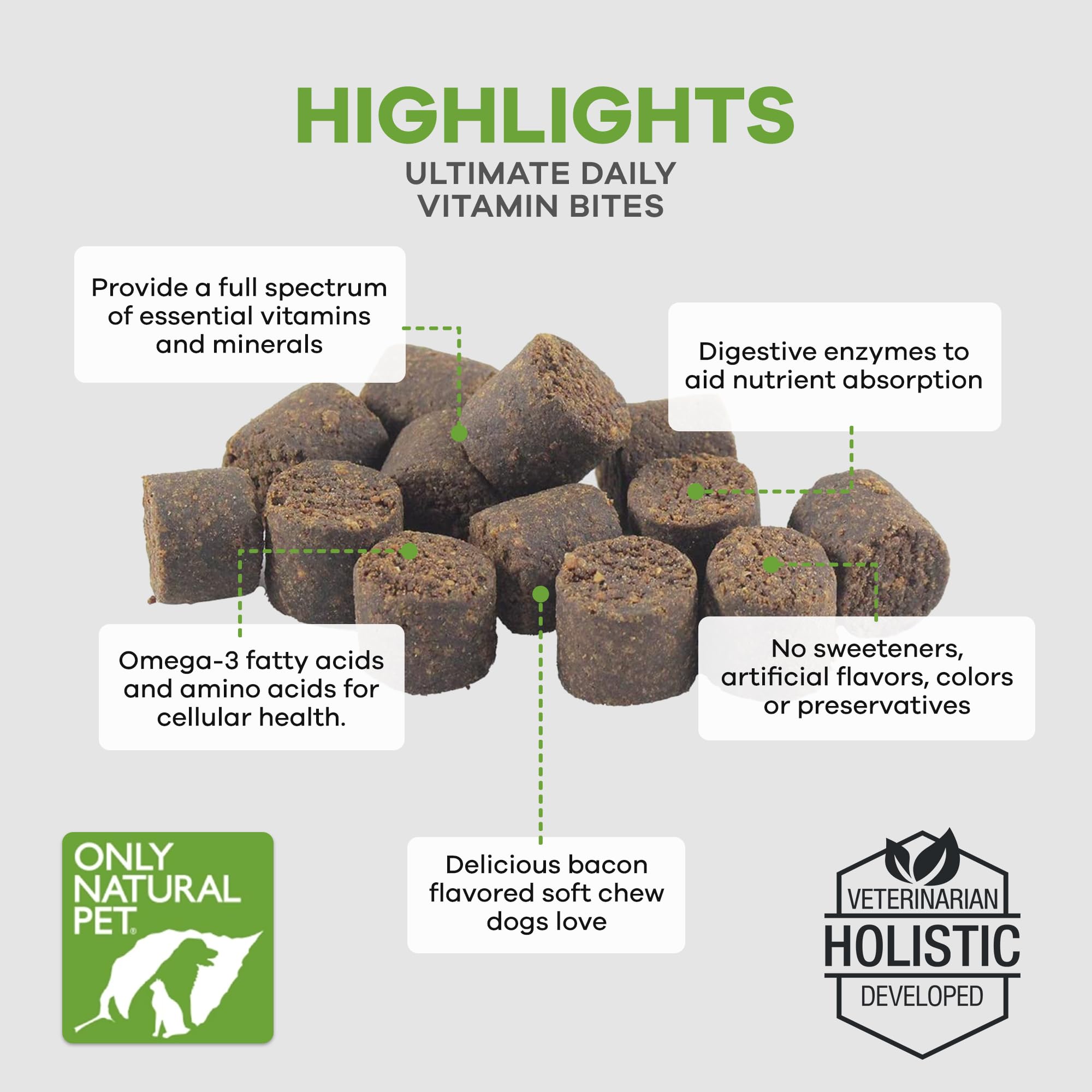 Only Natural Pet Ultimate Daily Vitamins, perro senior con energía y bienestar.